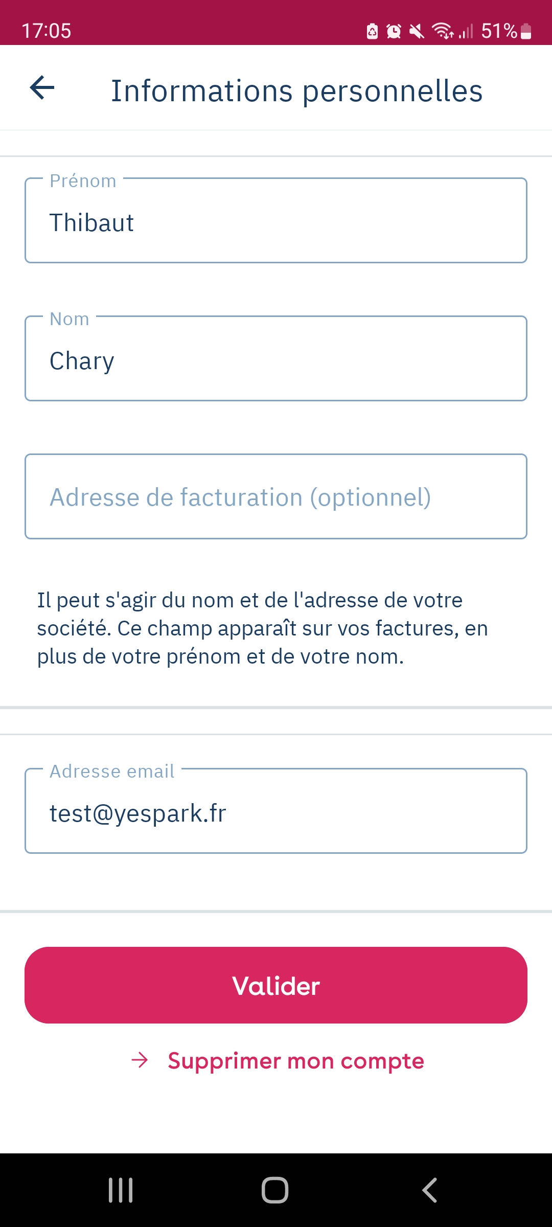 Comment changer mon adresse de facturation ? Aide Yespark
