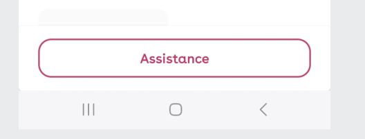 Yespark app: Assistance button at the bottom of the screen
