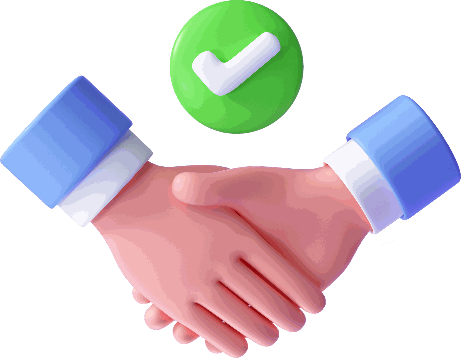 Ilustración: apretón de manos con una marca de verificación verde encima