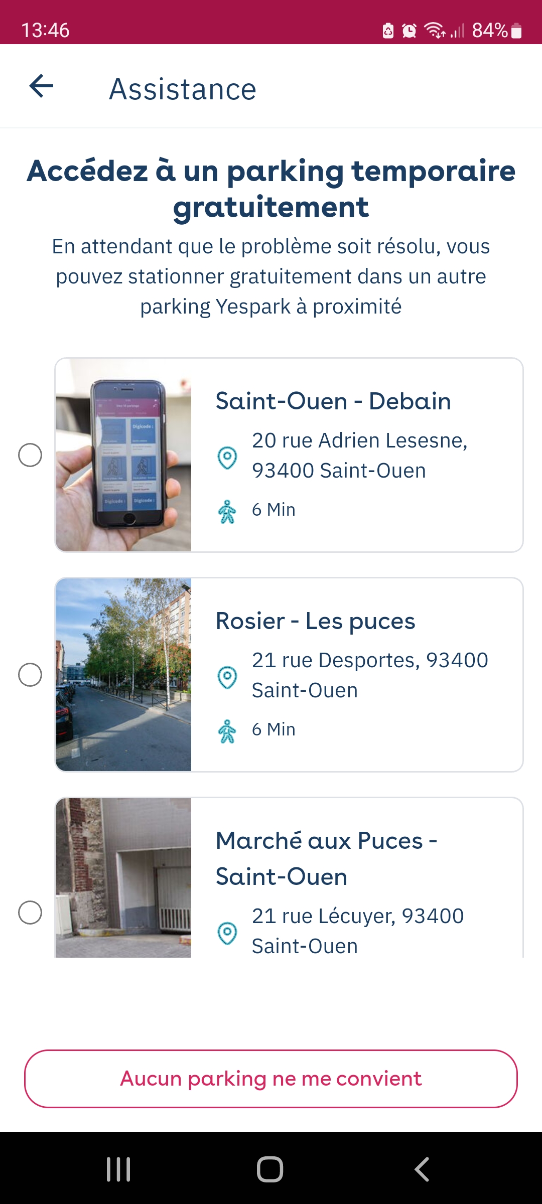 Ma place est occupée. Que faire? – Aide Yespark